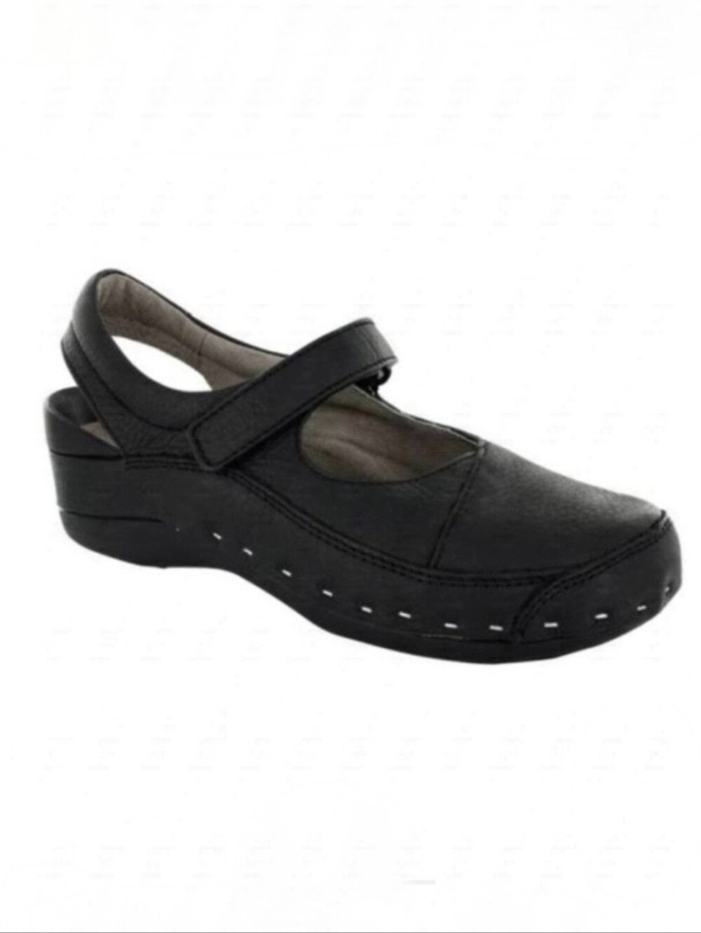 Wolky Strap-Cloggy Comfort Cushion Clogs Size 9 EU 40 Smooth Black Leather NWOB